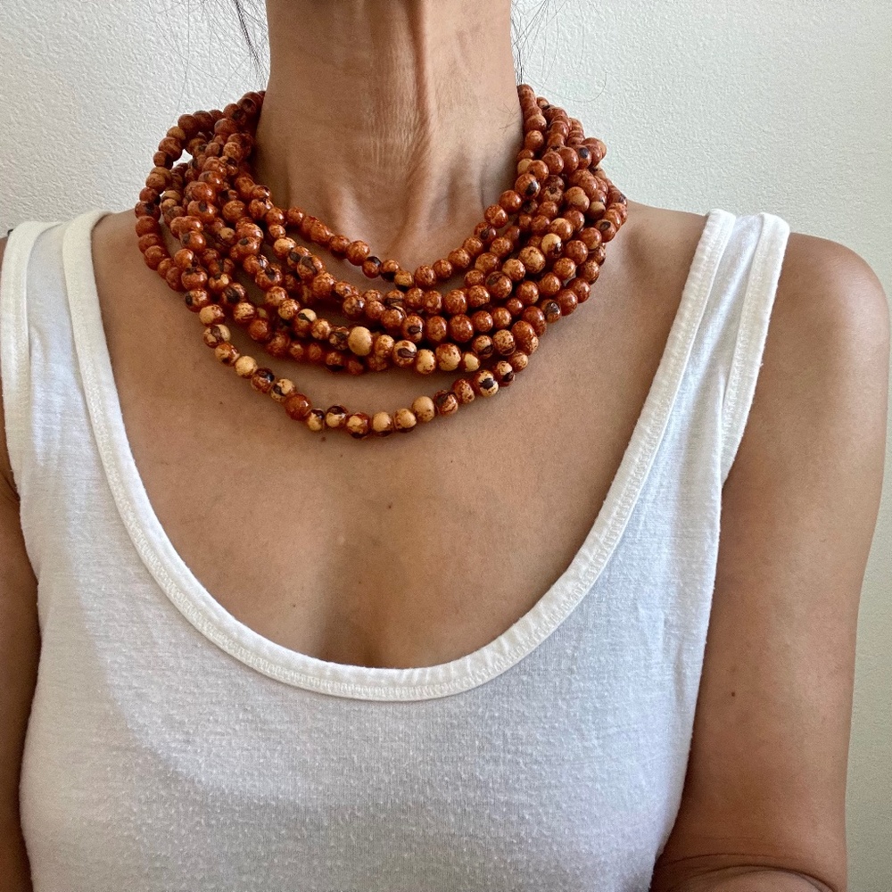 Acai Bead Necklace, Orange